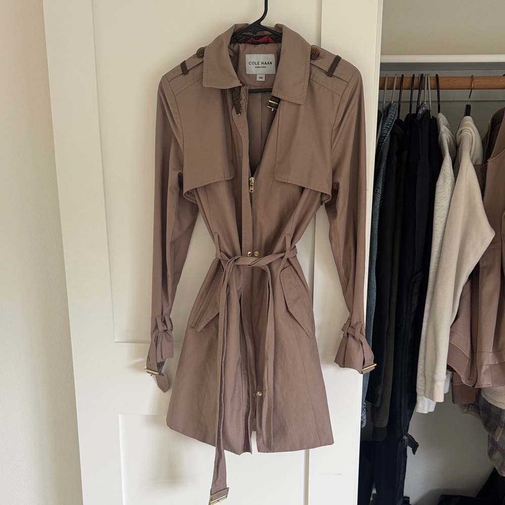 Cole Haan Dusty Taupe Belted Trench Coat